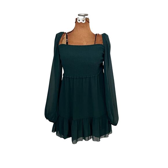 Aritzia Wilfred Sz S Tempest Dress Square Neck Sheer Holiday Party Romantic Airy - Picture 3 of 13